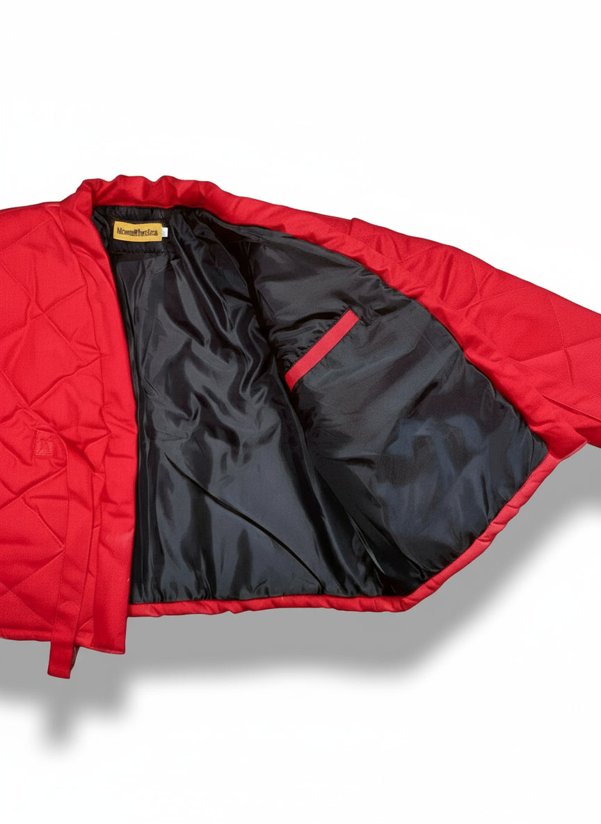 Red Wax Denim Kimono Puffer Jacket
