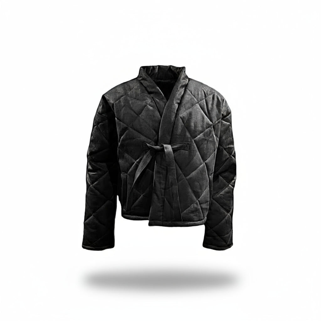 Wax Denim Quilted Kimono Puffer Jacket