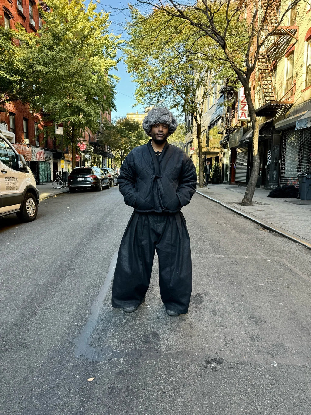 Wax Denim Pleated Pant