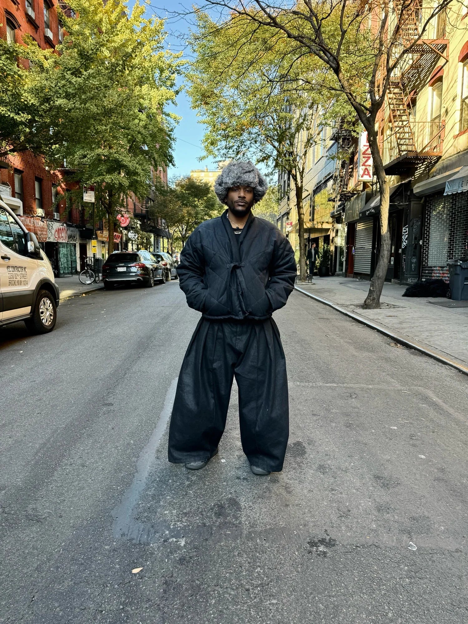 Wax Denim Pleated Pant