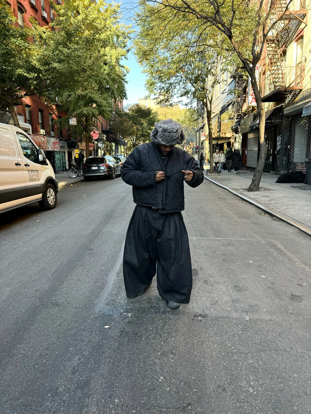 Wax Denim Pleated Pant