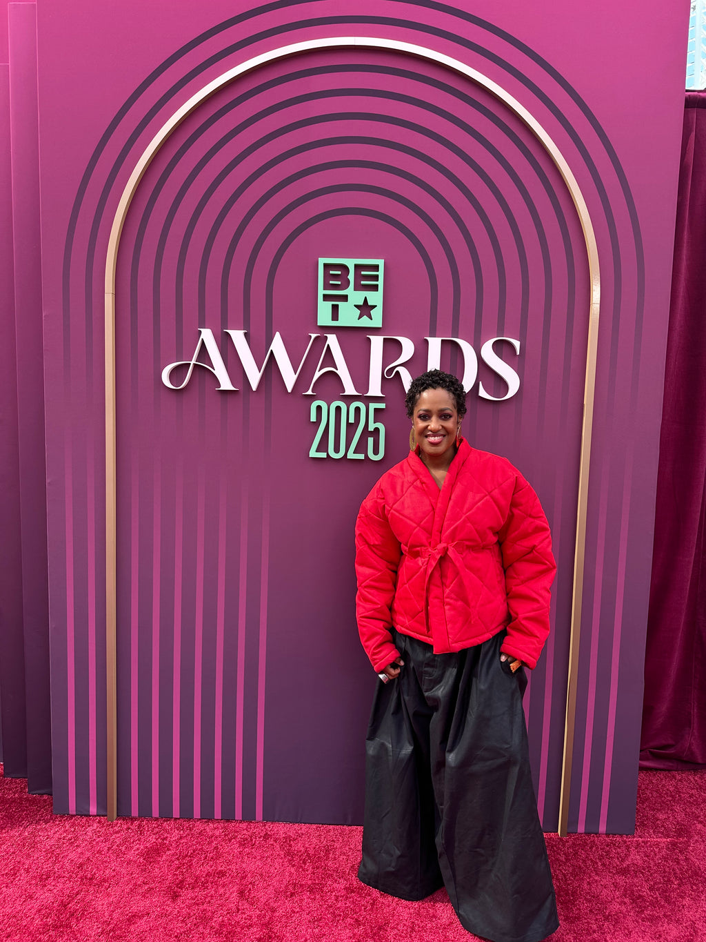 Red Wax Denim Kimono Puffer Jacket