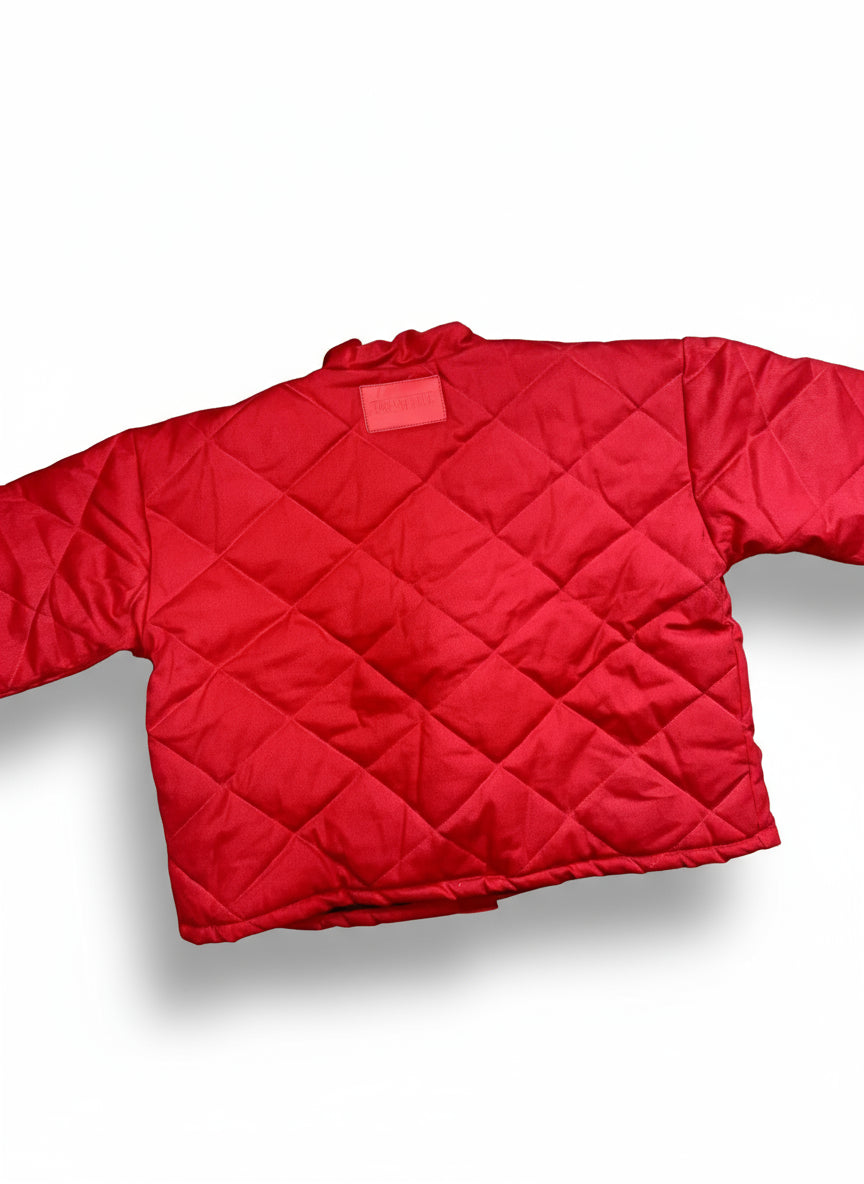 Red Wax Denim Kimono Puffer Jacket